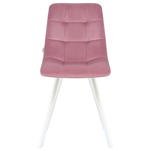Стул обеденный DOBRIN ALEX SQUARE (белые ножки, розовый велюр (V108-15))