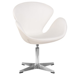 Кресло дизайнерское DOBRIN SWAN (белый кожзам P23)