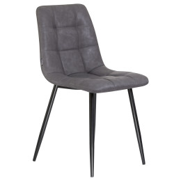 Стул обеденный DOBRIN ALEX (черные матовые ножки, серая антрацитовая винтажная экокожа (RU-08))