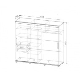 Шкаф-купе "Комфорт-12 ПРАЙМ 2,0 м" (прямоугольные)