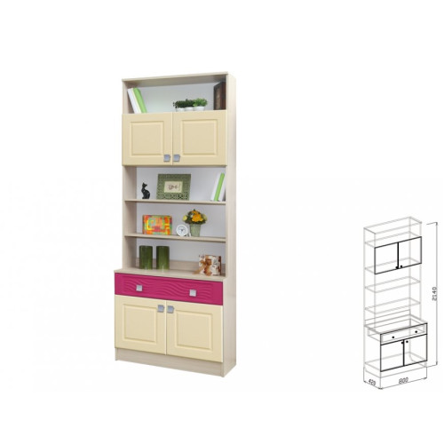 Шкаф книжный 0.8 №4 Акварель