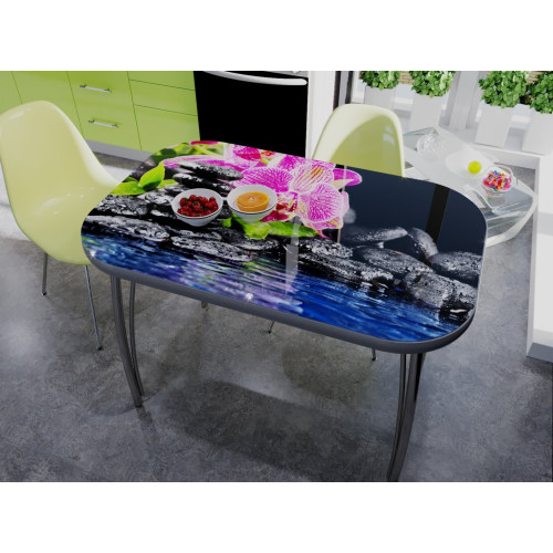 Стол со стеклом Орхидея