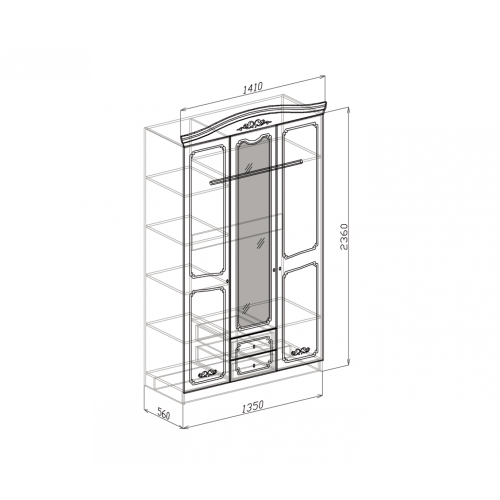Шкаф 3-х дверный Лира