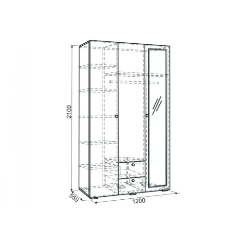Шкаф 3-створчатый Гламур