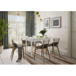 Стол обеденный раздвижной со стеклом "Экстра 2" (белый)