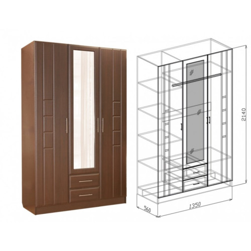 Шкаф 3х-створчатый Палермо (Союз-Мебель)