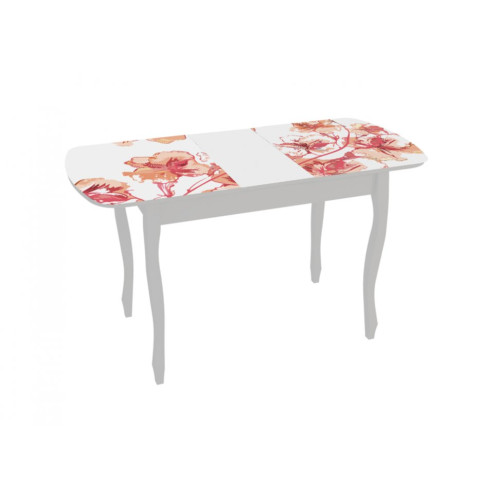 Стол обеденный раздвижной со стеклом Экстра 2 (белый)