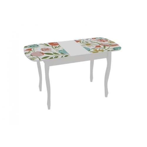 Стол обеденный раздвижной со стеклом Экстра 2 (белый)