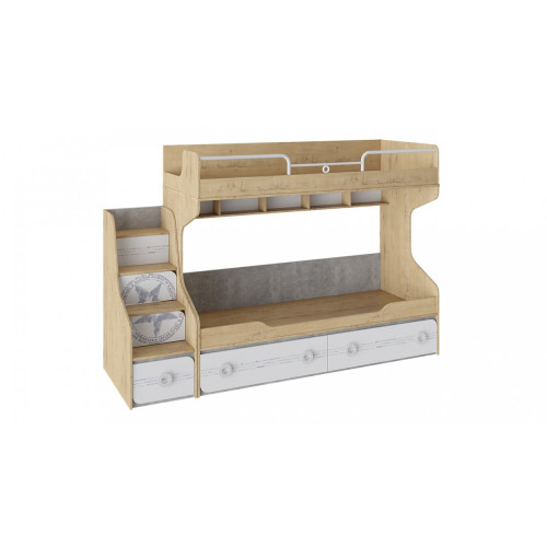 Кровать двухъярусная с приставной лестницей Мегаполис