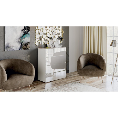 Комод Glance тип 1 (Белый/Стекло белый глянец)