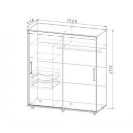 Шкаф-купе "Комфорт-12 ПРАЙМ 1,5 м" (молния)