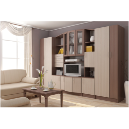 Стенка "Макарена" Комби ЛДСП (цвет Ясень Шимо темный / Ясень Шимо светлый) SL