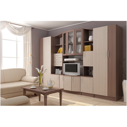 Стенка Макарена Комби ЛДСП (цвет Ясень Шимо темный / Ясень Шимо светлый) SL