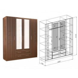 Шкаф 4х-створчатый "Палермо" (Союз-Мебель)
