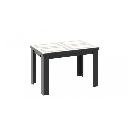 Стол обеденный Норман тип 1 (Черный/Стекло бежевое с рисунком)