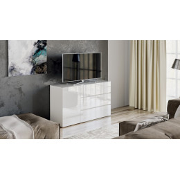 Комод "Glance" тип 2 (Белый/Стекло белый глянец)