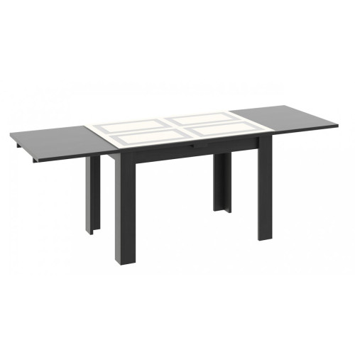 Стол обеденный Норман тип 1 (Черный/Стекло бежевое с рисунком)