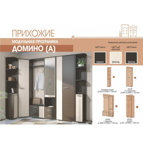 Шкаф с зеркалом Домино (А)