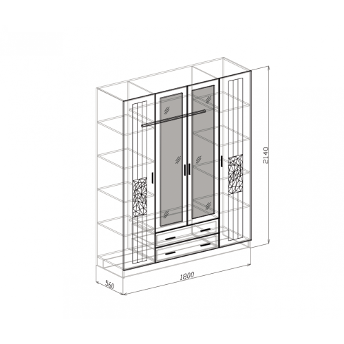 Шкаф 4-х дверный Атлантида