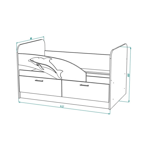 Детская кровать Дельфин МДФ 1,4 м.