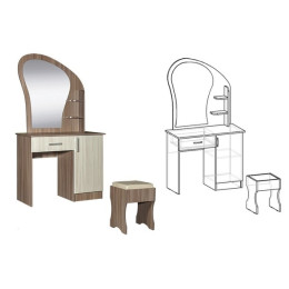 Стол макияжный с банкеткой, зеркалом и ящиком "Светлана"