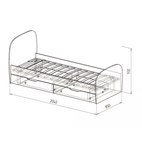 Кровать 0,8 с ящиками №12 Космос