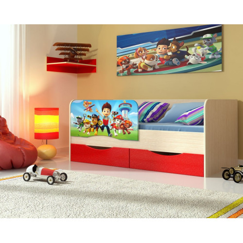 Детская кровать Щенячий патруль МДФ 1,6 м.