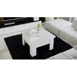 Стол журнальный (трансформер) "Glance" тип 1 (Белый/Стекло белый глянец)