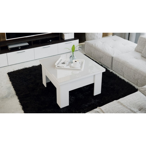 Стол журнальный (трансформер) Glance тип 1 (Белый/Стекло белый глянец)