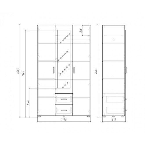 Шкаф 3х створчатый ЭВА ШК-019