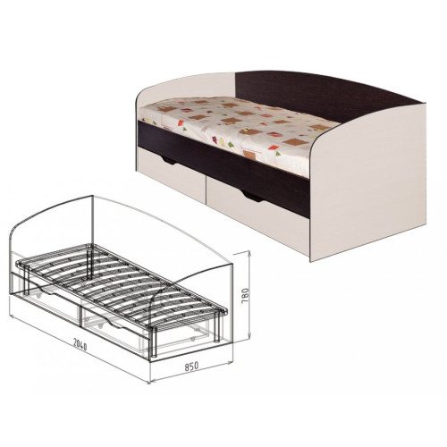 Кровать 0,8 с ящиками №24 Статус