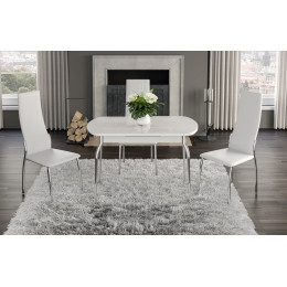 Стол обеденный раздвижной со стеклом "Рио" (белый)