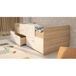 Кровать с бортиком и ящиками "Умка"