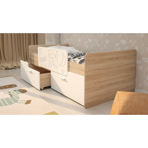 Кровать с бортиком и ящиками Умка