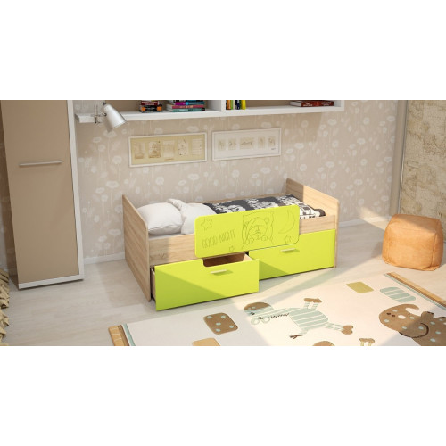 Кровать с бортиком и ящиками Умка