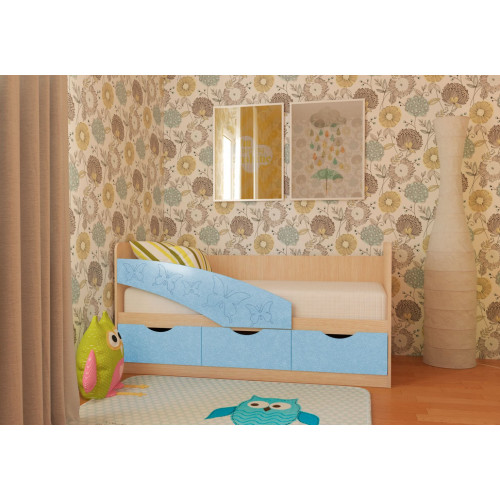 Детская кровать Бабочки МДФ 1,6 м