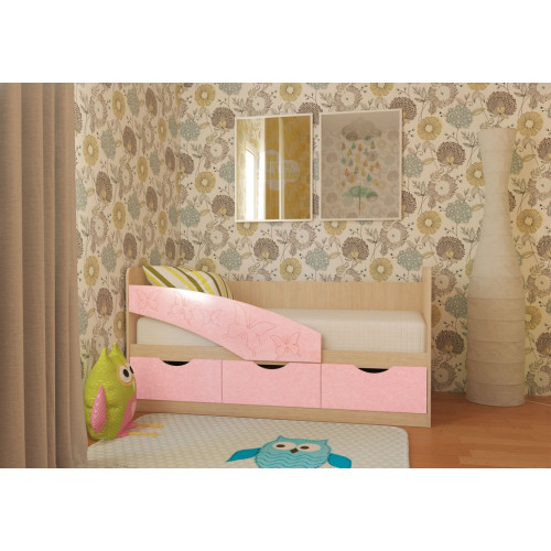 Детская кровать Бабочки МДФ 1,6 м