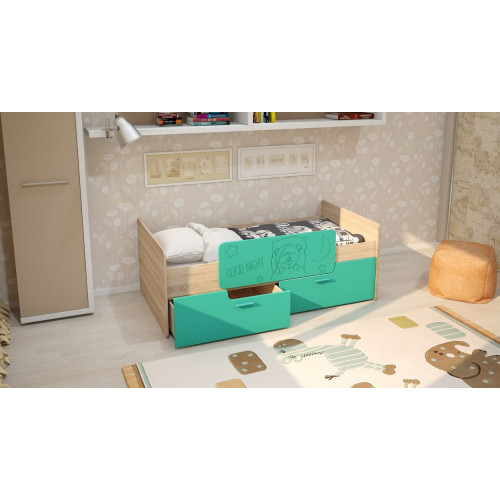 Кровать с бортиком и ящиками Умка