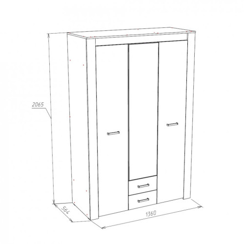 Шкаф 3х-дверный Прага