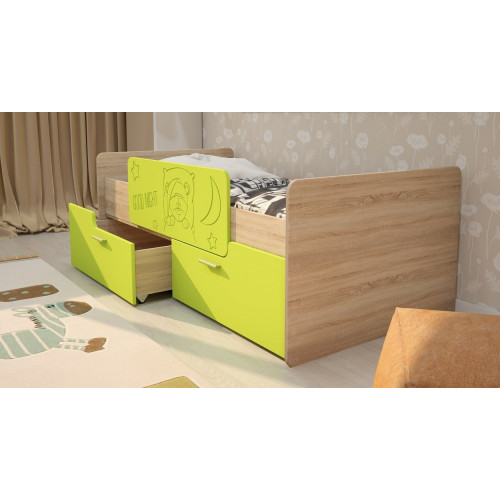 Кровать с бортиком и ящиками Умка