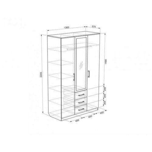 Шкаф 3х-створчатый Колледж