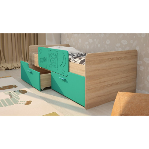 Кровать с бортиком и ящиками Умка