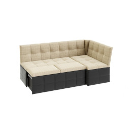 Скамья угловая со спальным местом «Домино» (Кожзам темный/ткань светлая)