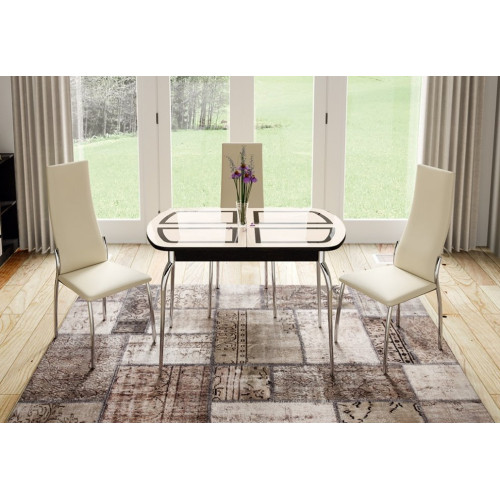 Стол обеденный раздвижной со стеклом Рио (венге)