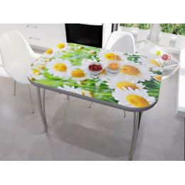 Стол со стеклом "Ромашки"