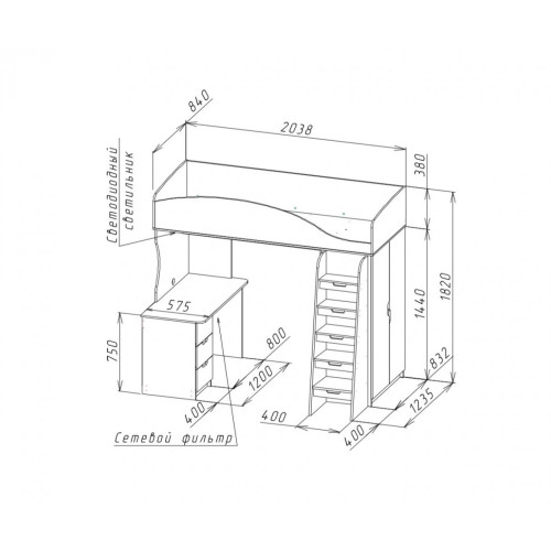Кровать-чердак Сэнди