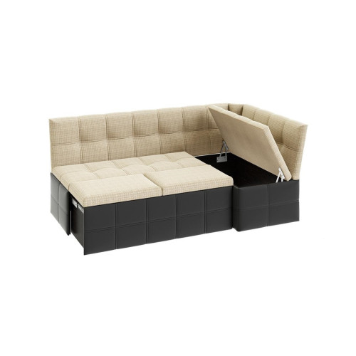 Скамья угловая со спальным местом «Домино» (Кожзам темный/ткань светлая)