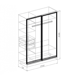 Шкаф-купе 2х-створчатый "Палермо" (Союз-Мебель)