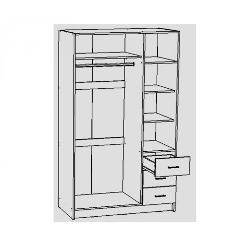 Шкаф 3х-дверный с ящиками Лофт