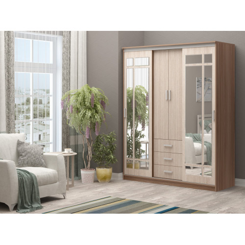 Шкаф-купе Фортуна (Маэстро) (ясень шимо тёмный/ясень шимо светлый)